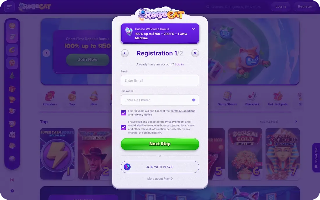 robocat casino registration